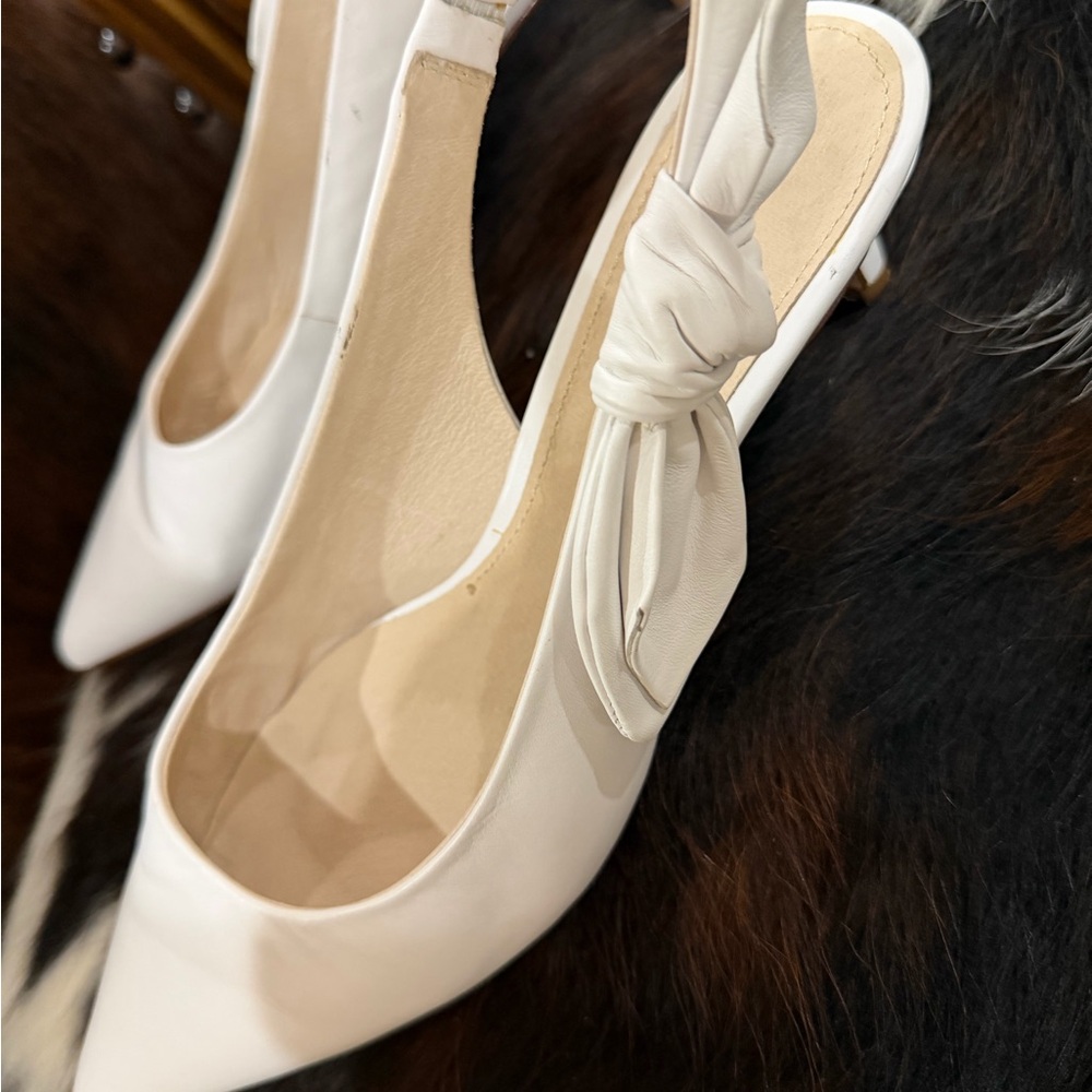 Louise et Cie White Pointed Toe Slingback Heels